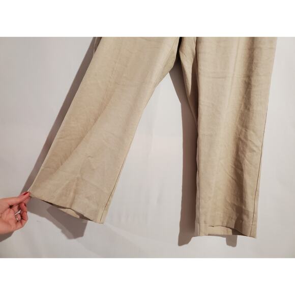 J. Jill Linen Stretch Straight Leg Crop Pants Womens Size 14 Ivory Cream Sand - Picture 4 of 11